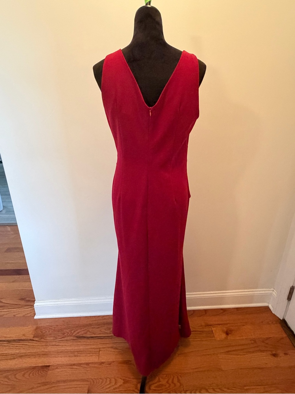 Burgundy V-Neck Ruched Twist Waist Ruffle High Low Evening Formal Dress Large - Picture 10 of 10